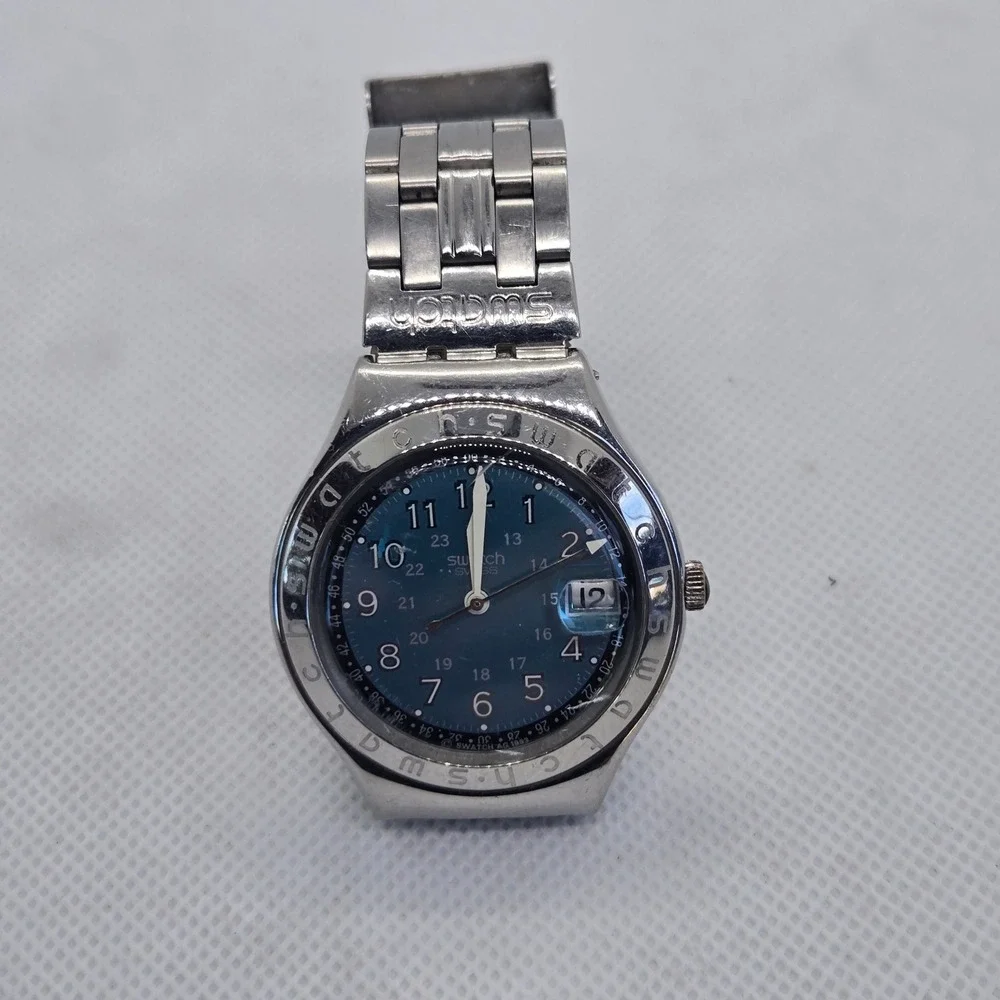 Swatch Irony AG 1993 Happy Joe Blue Dial Stainless Steel Swiss Wristwatch Servic
